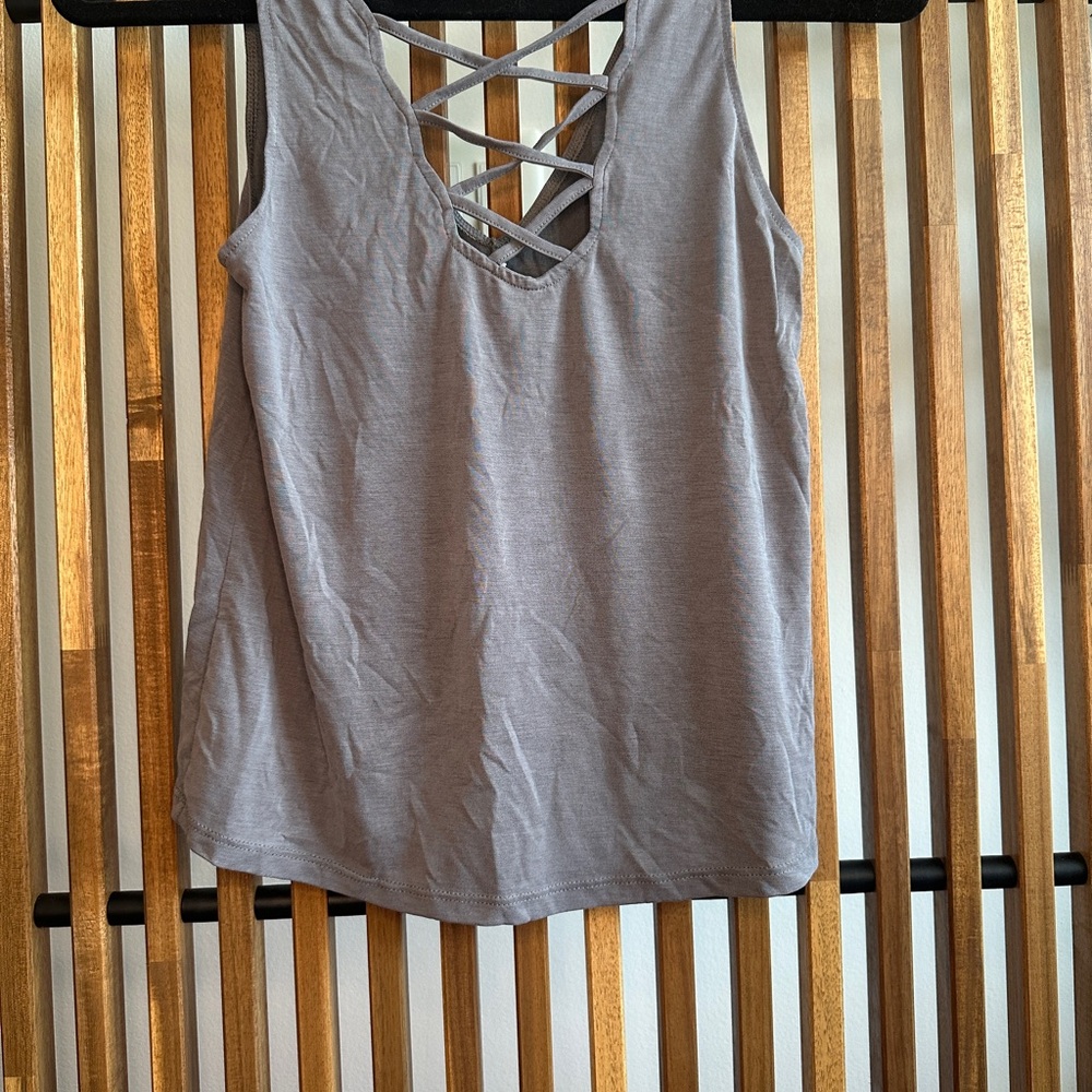 American Eagle Outfitters Gray Crisscross Tank Top